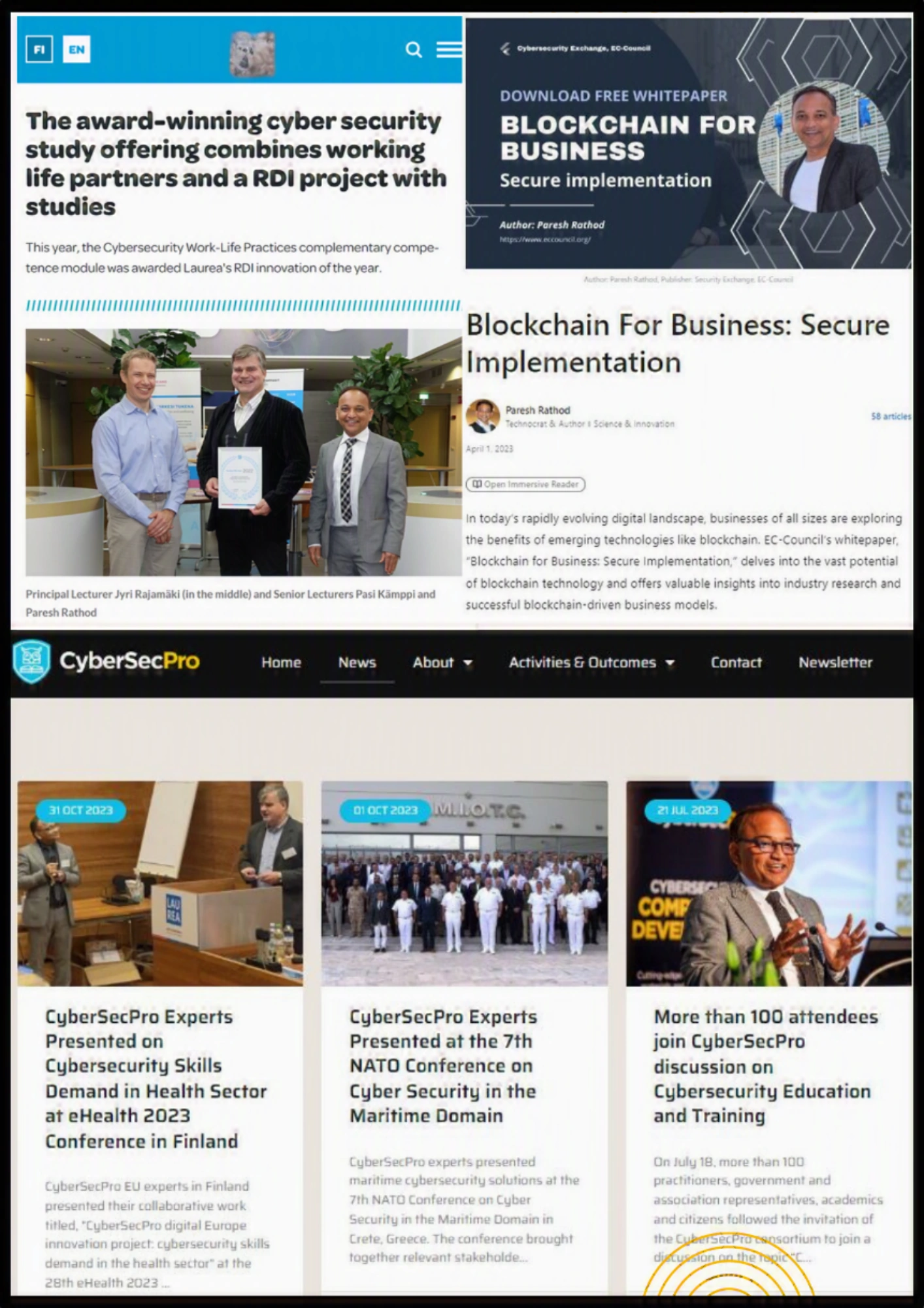 CyberSecPro, blockchain and RDI visual journey